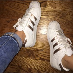 Adidas Gold & White Superstar Women’s 8.5